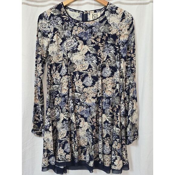 Rossmore Adele Dress Long Sleeve Floral Bell Sleeve Flare Small Blue NEW WITH TA - Picture 2 of 8
